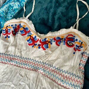 Free People Embroidered White Tunic Dress - Convertible to Strapless